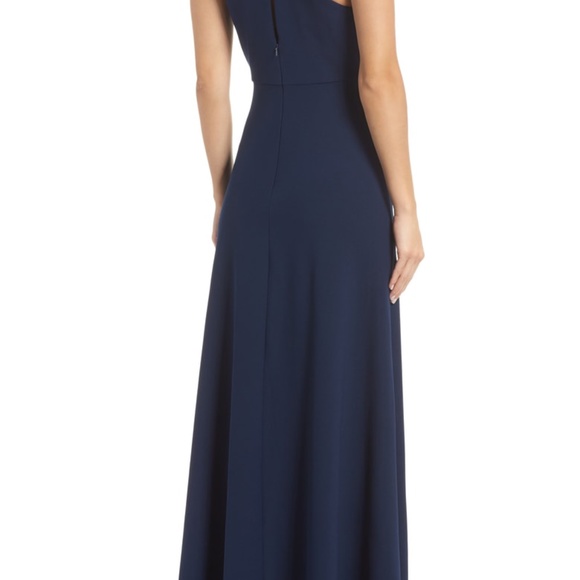 Jenny Yoo Margot Midnight crepe gown v-neck size 4 - Picture 2 of 4